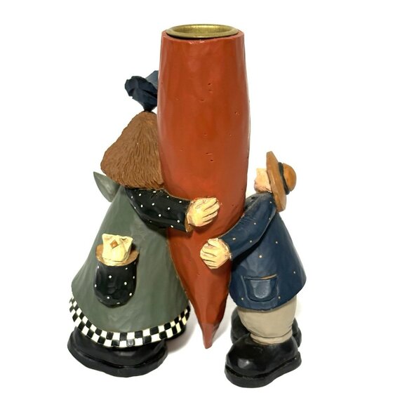 Williraye Studios 2000 Retired Girl w Crow & Man Holding a Carrot Candleholder - Picture 3 of 8
